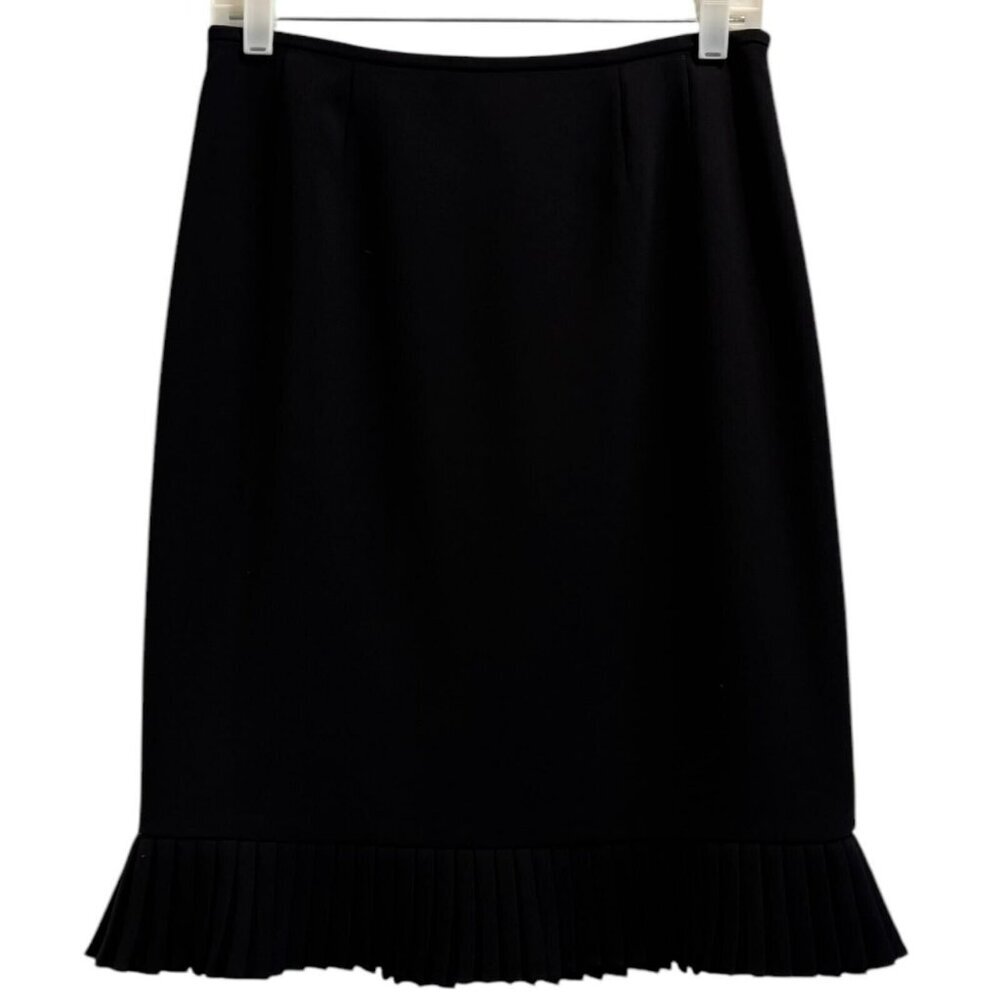 Evan-Picone‎ Petite Black Pleated Hem Skirt 6P Lined Pencil Workwear Suit Style